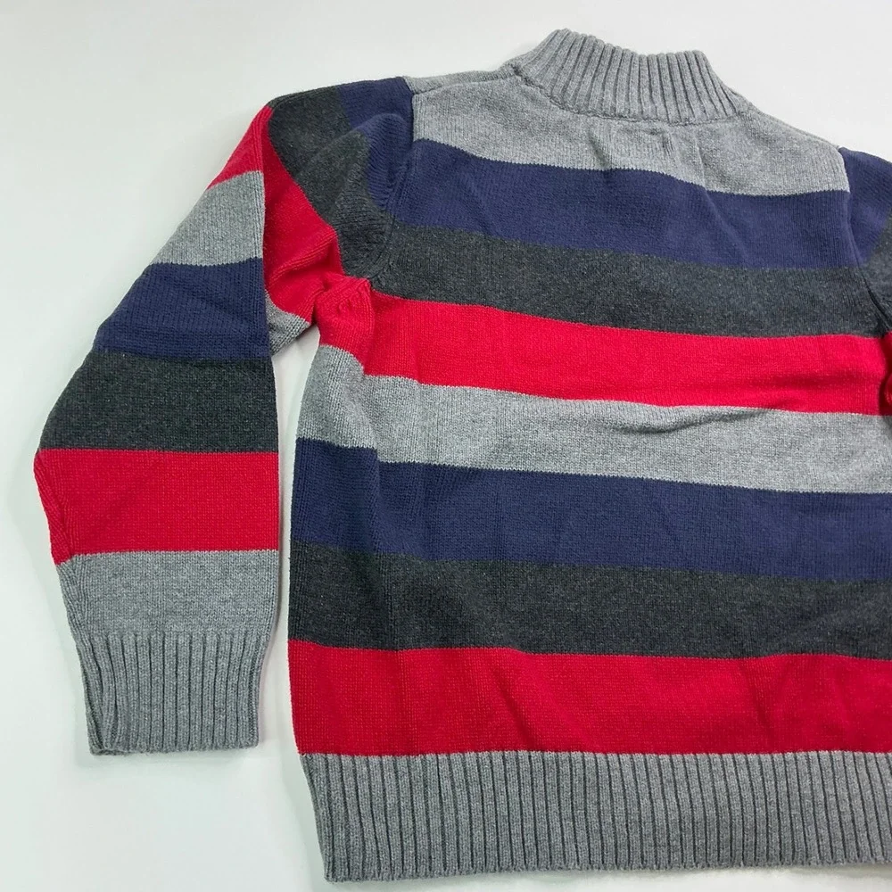 OshKosh Multi-Color Striped Quarter-Zip Sweater Kids Size 8 Cotton Knit Pullover